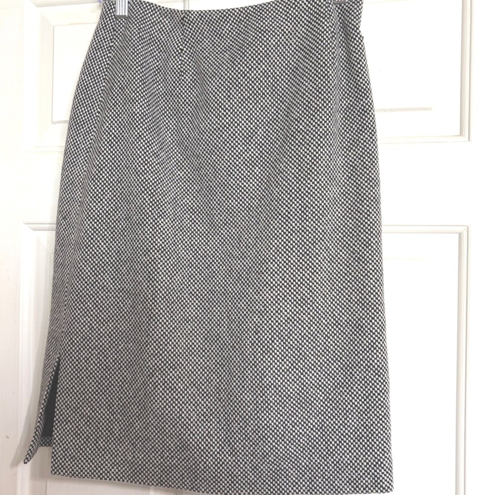 Parisian Signature Skirt Women 4 Black White Excellent Vintage Wool Blend Pencil